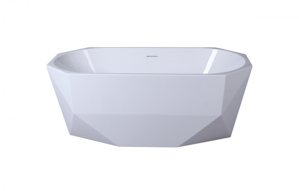 59 Inch Soaking Diamond Style Bathtub in Glossy White