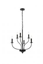 Elegant LD7046D24BK - Westley 6 Lights Pendant in Black