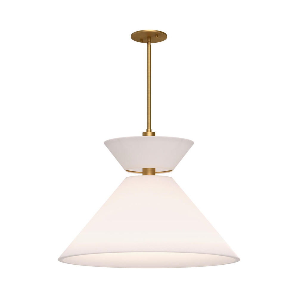 Chapelle 22-in Aged Gold/White Linen 1 Light Pendant