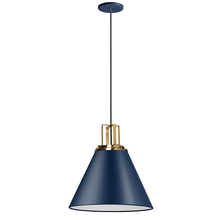 Dainolite SNS-141P-CB-AGB - 1 Light Incandescent Pendant, Cobalt Blue w/ Aged Brass Accent