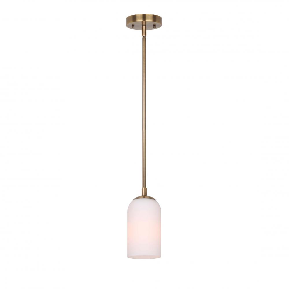 Novalee 60-Watt 1 Light Gold Contemporary Pendant with White Glass Shade