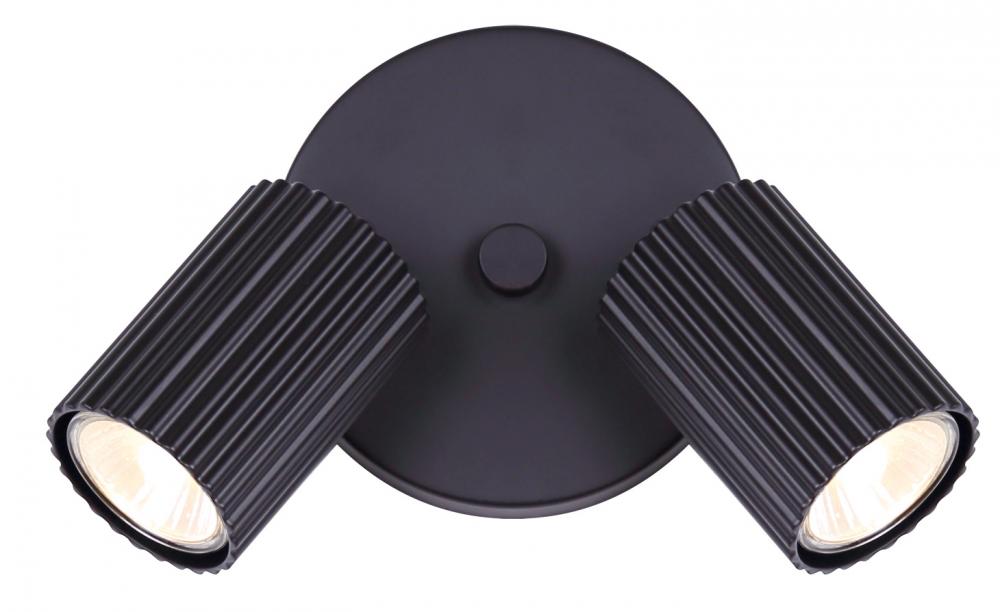 REXTON 2 Light 5.5 in. Ceiling/Wall Matte Black Track Light Kit with Matte Black Metal Shade