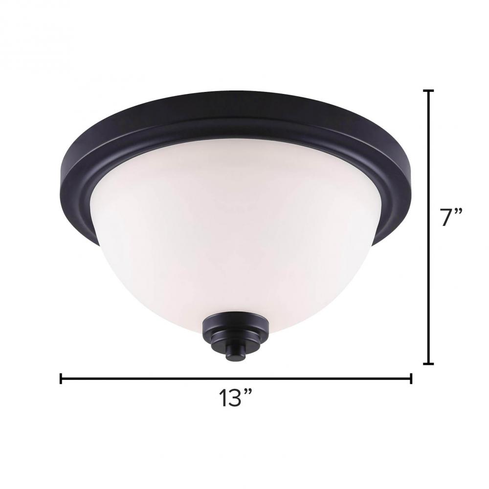 Portia 2 Light Flush Mount, Black Finish