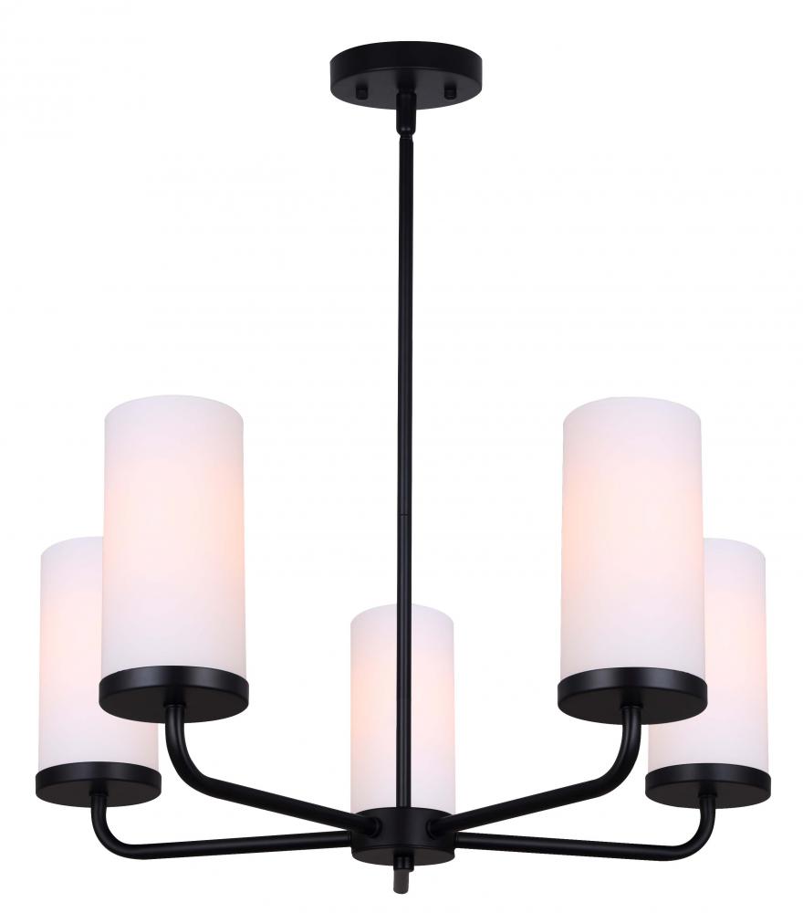 Malloy 5 Light Matte Black Modern Chandelier for Dining Rooms and Living Rooms