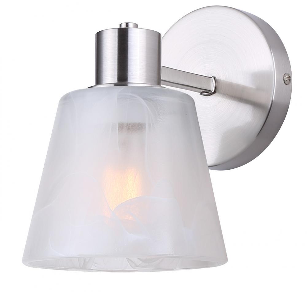 LUELLE 7.875 in. 1 Light Brushed Nickel Sconce with Alabaster Glass Shade