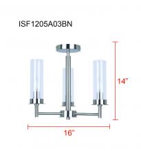 Canarm ISF1205A03BN - BENSON, ISF1205A03BN, 3 Lt Semi-Flush, Clear Glass, 60W Type C, 16inch W x 14inch H