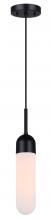 Canarm IPL1126A01BK - Bevin 60-Watt 1 Light Matte Black Modern Minimalist Pendant with White Glass Shade