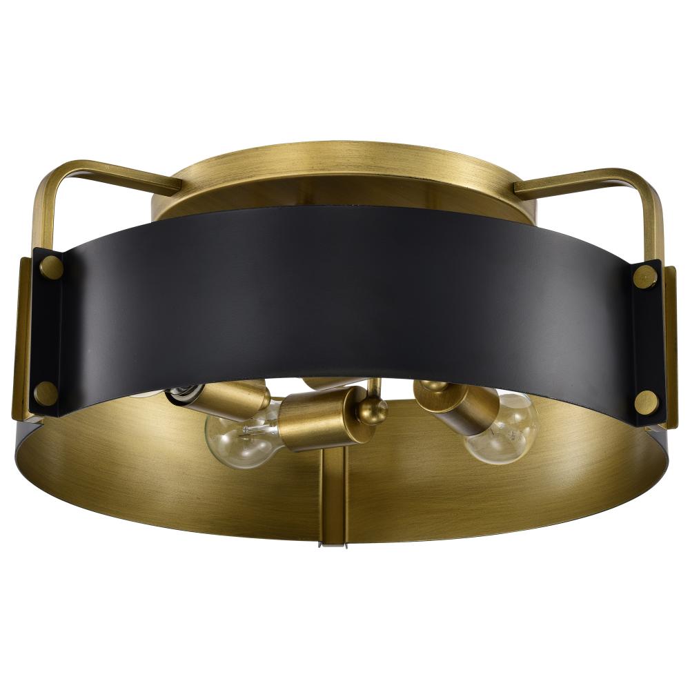 Altos 4 Light Semi Flush; Matte Black and Natural Brass Finish