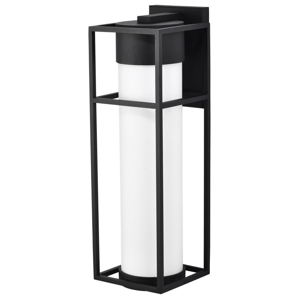 Ledges; 10W LED; Large Wall Lantern; Matte Black with White Opal Glass