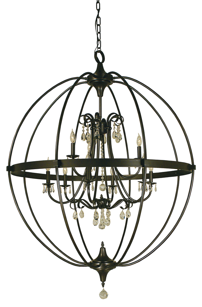 9-Light Brushed Nickel Compass Chandelier