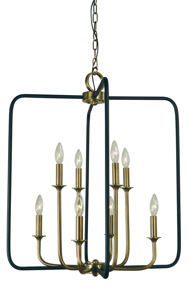 8-Light Antique Brass/Matte Black Boulevard Chandelier