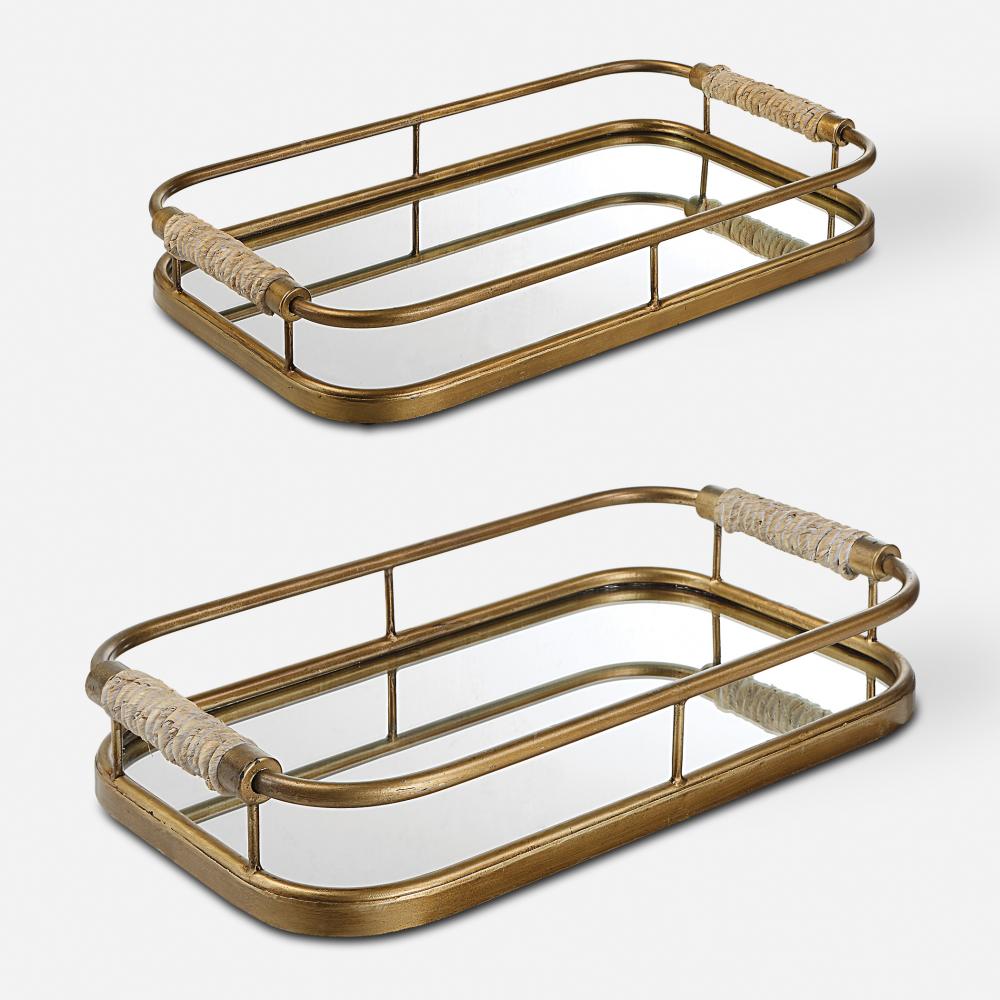 Uttermost Rosea Brushed Gold Trays, S/2