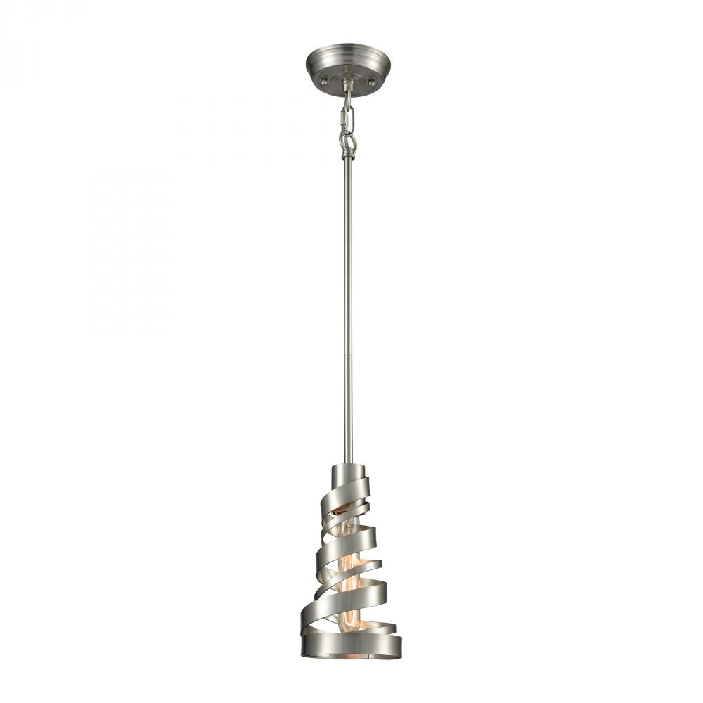 Zabrina 1-Light Mini Pendant in Satin Nickel with Metal Shade